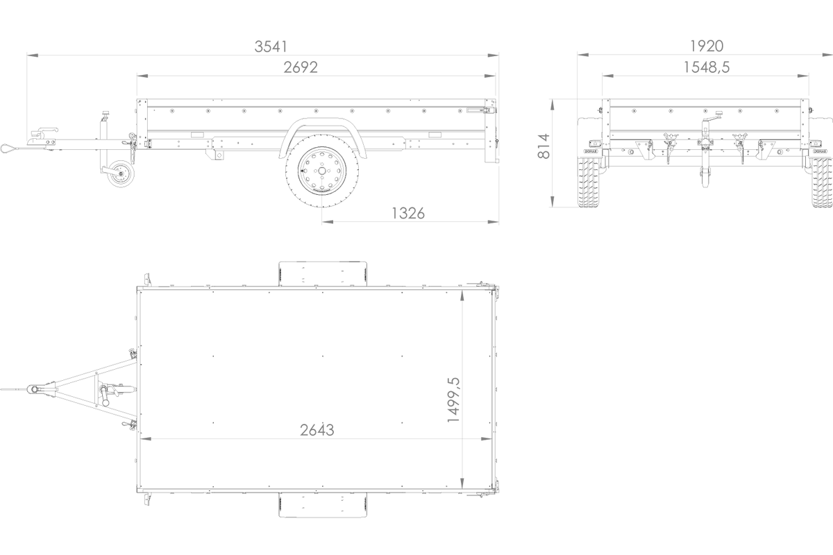 AnhängerNest Garden Trailer 265 KIPP – Anhänger 2643×1499 mm, 750 kg zGG