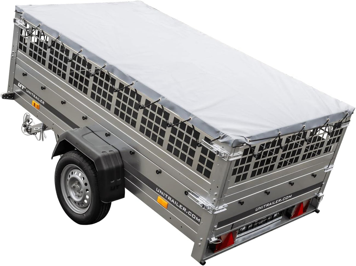 AnhängerNest Garden Trailer 230 Kipp 750 kg – mit Gitteraufsatz, Flachplane und Stützrad