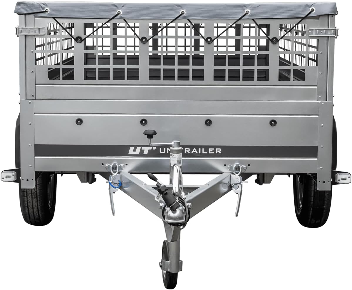 AnhängerNest Garden Trailer 230 Kipp 750 kg – mit Gitteraufsatz, Flachplane und Stützrad