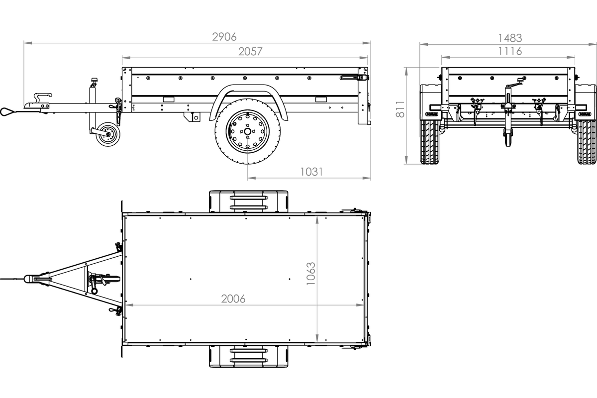AnhängerNest Garden Trailer 200 Kipp – Anhänger 2006×1063 mm, 750 kg zGG