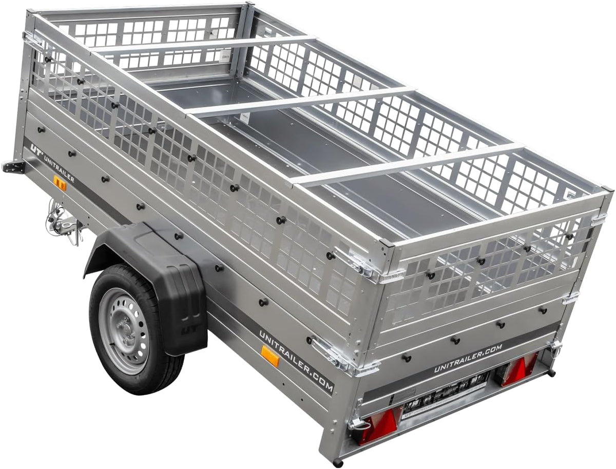 AnhängerNest Garden Trailer 230 Kipp 750 kg – mit Gitteraufsatz, Flachplane und Stützrad