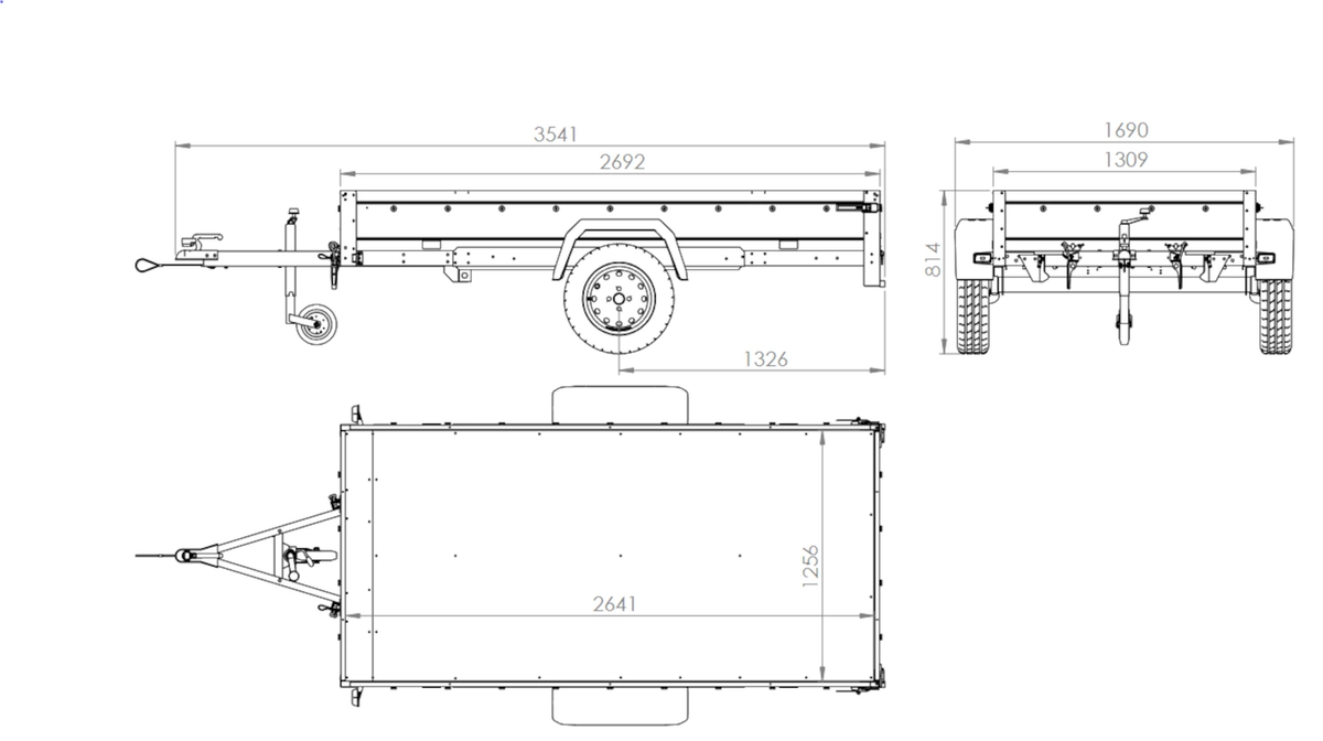AnhängerNest Garden 264/R KIPP – Anhänger 2641×1256 mm, 750 kg zGG
