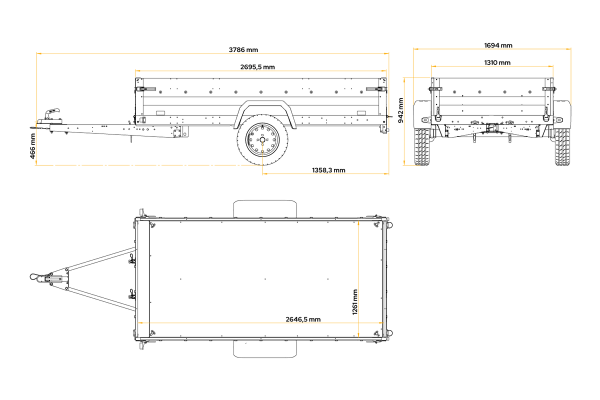 AnhängerNest Force 264 KIPP – Anhänger 2647×1260 mm, 750 kg zGG