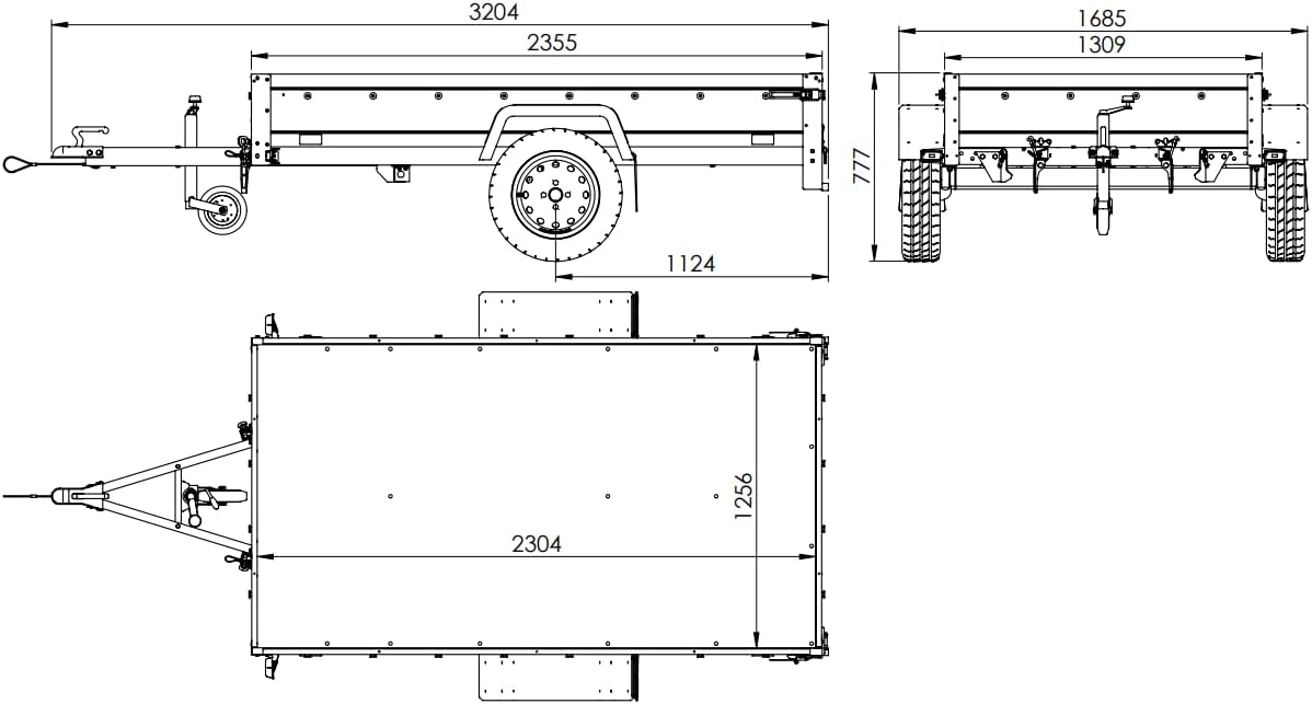 AnhängerNest Garden Trailer 230 Kipp 750 kg – mit Stützrad und 110 cm Hochplane