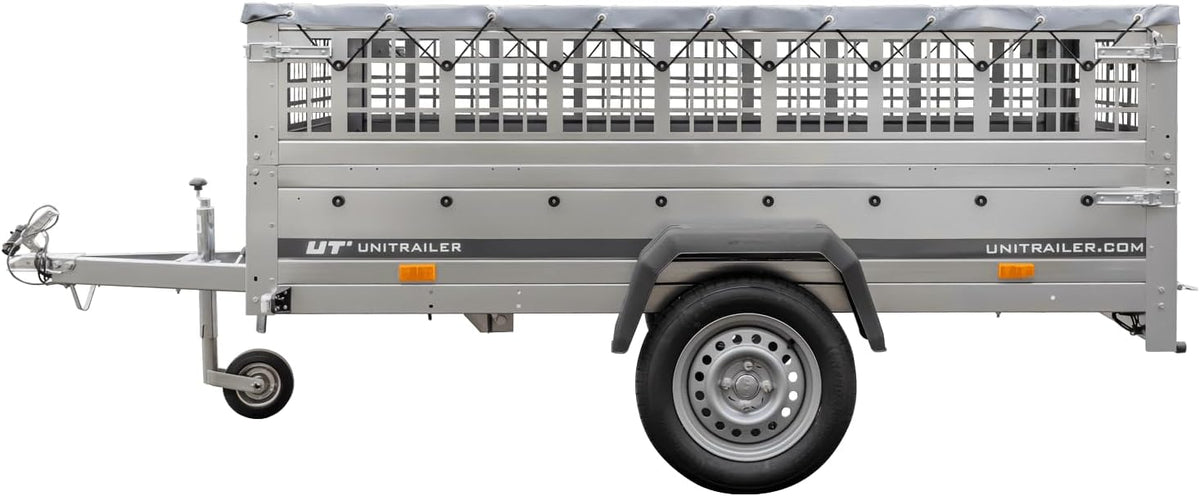 AnhängerNest Garden Trailer 230 Kipp 750 kg – mit Gitteraufsatz, Flachplane und Stützrad