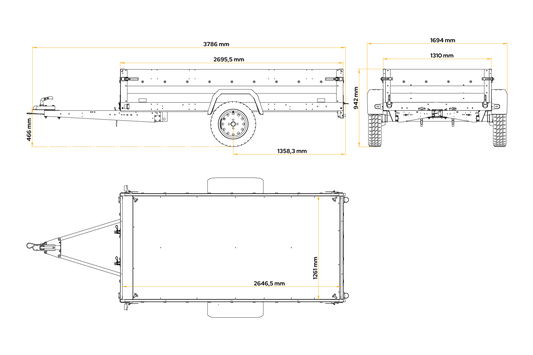 AnhängerNest Force 264 KIPP – Anhänger 2647×1260 mm, 750 kg zGG