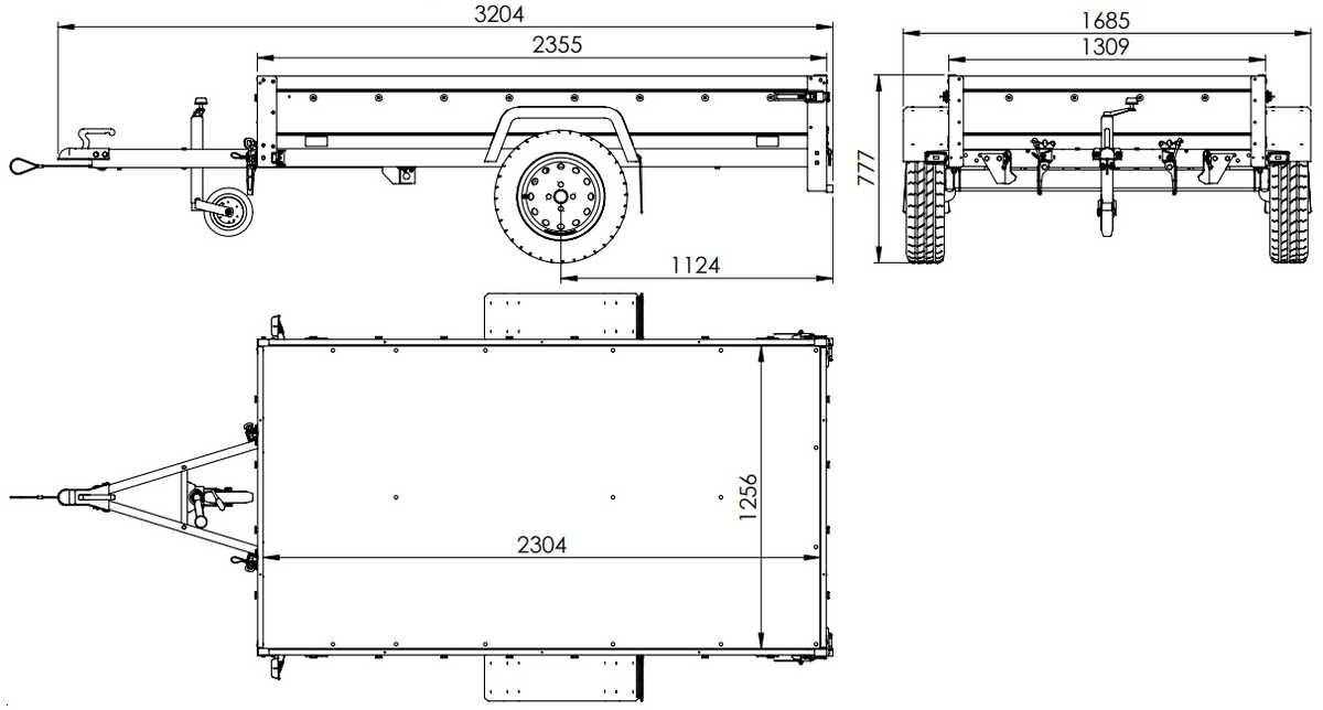 AnhängerNest Garden 230 KIPP ALU – Anhänger 2305×1256 mm, 750 kg zGG